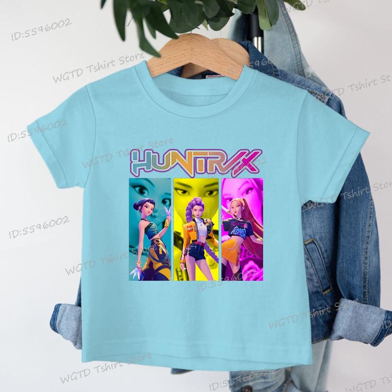 Kinderbekleidung KPop Dämonenjäger Fans Geschenke Kinder T-Shirt Mode Lässige Oberteile 2025 Heißer Film Weiche Baumwolle Baby Mädchen T-Shirt 140 von Joom DACH