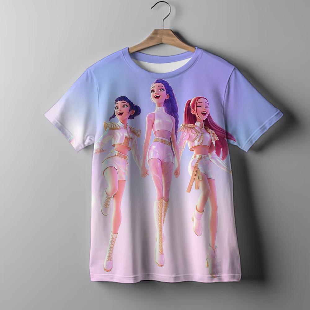 Kinderbekleidung KPop Dämonenjäger Fans Geschenke Kinderkleidung Mode Lässige Oberteile 2025 Heißer Film Weiche Baumwolle Baby Mädchen T-Shirt 140 von Joom DACH