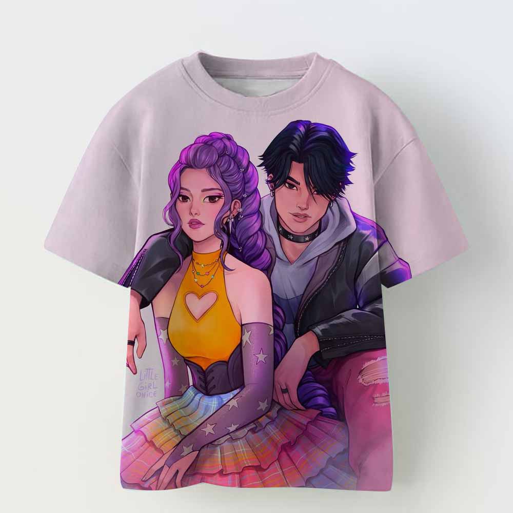 Kinderbekleidung KPop Dämonenjäger Fans Geschenke Kinderkleidung Mode Lässige Oberteile 2025 Heißer Film Weiches Baby Mädchen T-Shirt 120 von Joom DACH