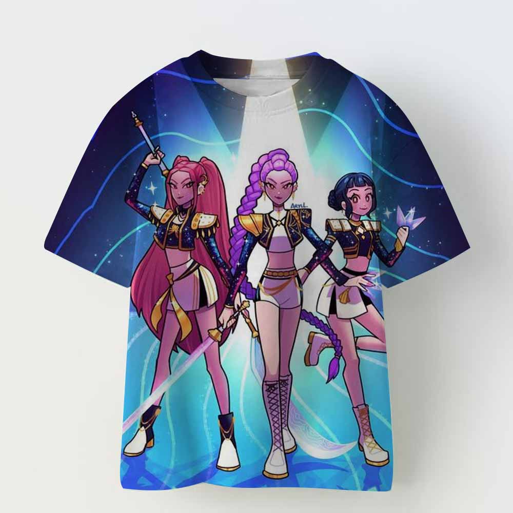 Kinderbekleidung KPop Dämonenjäger Fans Geschenke Kinderkleidung Mode Lässige Oberteile 2025 Heißer Film Weiches Baby Mädchen T-Shirt 140 von Joom DACH