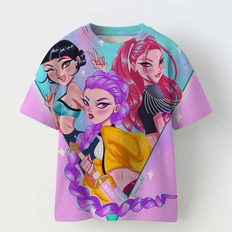 Kinderbekleidung KPop Dämonenjäger Fans Geschenke Kinderkleidung Mode Lässige Oberteile 2025 Heißer Film Weiches Baby Mädchen T-Shirt 150 von Joom DACH