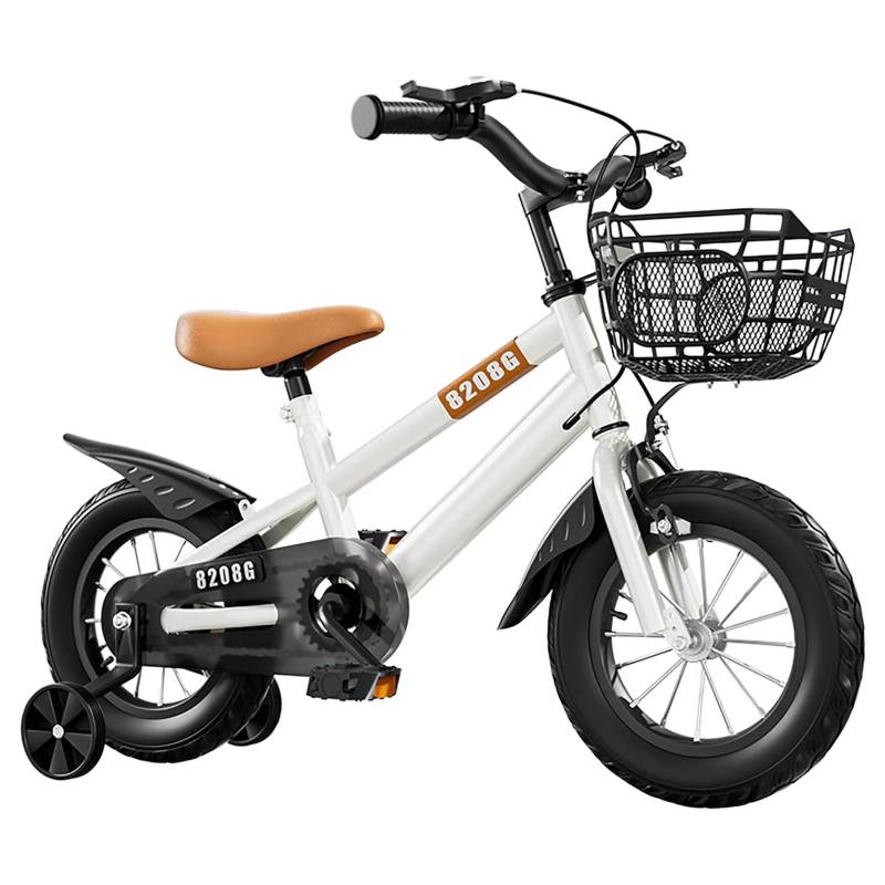 Kinderfahrrad für Mädchen im Alter von 3–7 Jahren mit Stützrädern, Korb, Kinderfahrrad 14in weiß von Joom DACH