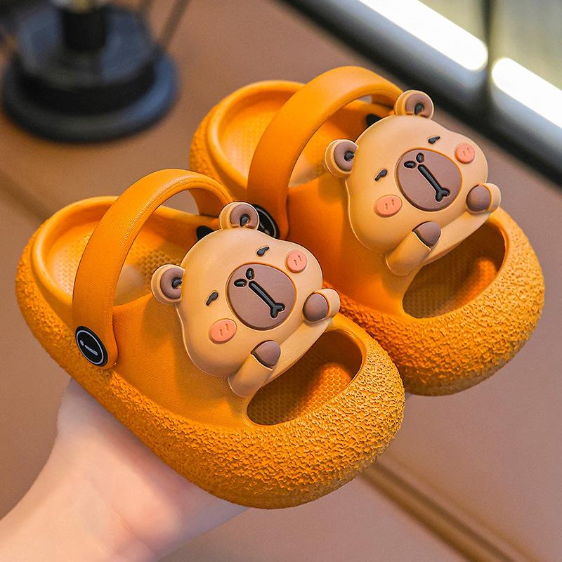 Kinderhausschuhe für Jungen, Rutschfest für Säuglinge und Kleinkinder, Baden für Babys, Coole Hausschuhe für Mädchen, Perforierte Schuhe 24-25 orange von Joom DACH