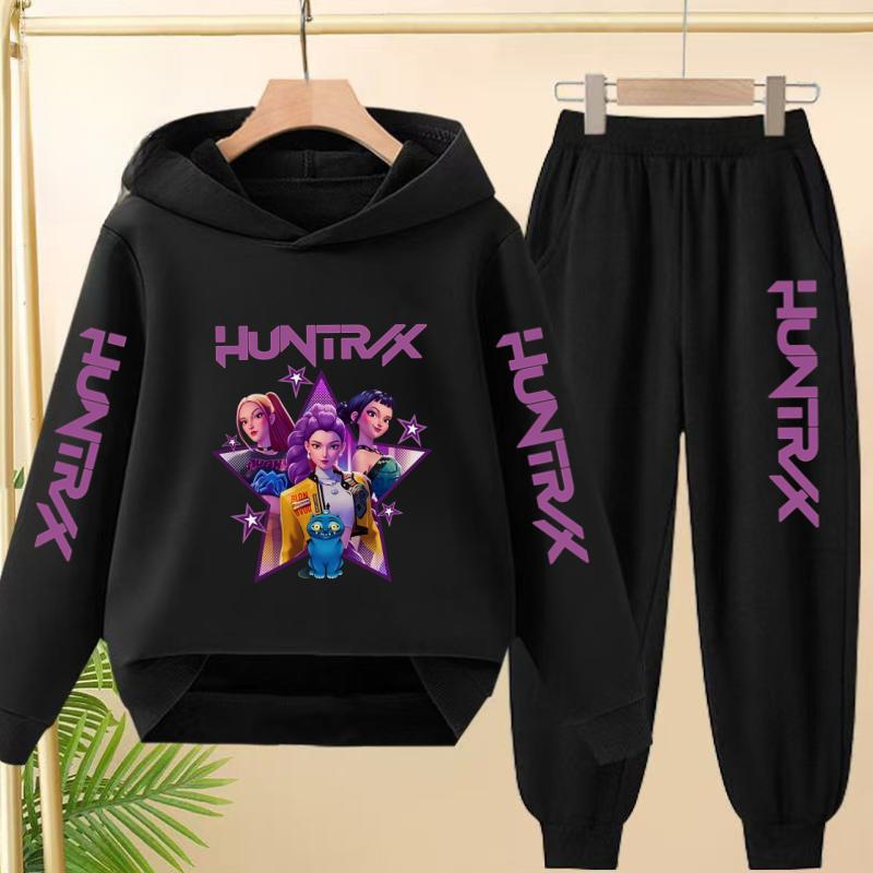 Kinderhübsches Mädchen Anime Dämonenjäger Jungen Mädchen Kleinkind Sport Oberteil+Hose Zweiteiliges Hoodie-Set 160 von Joom DACH