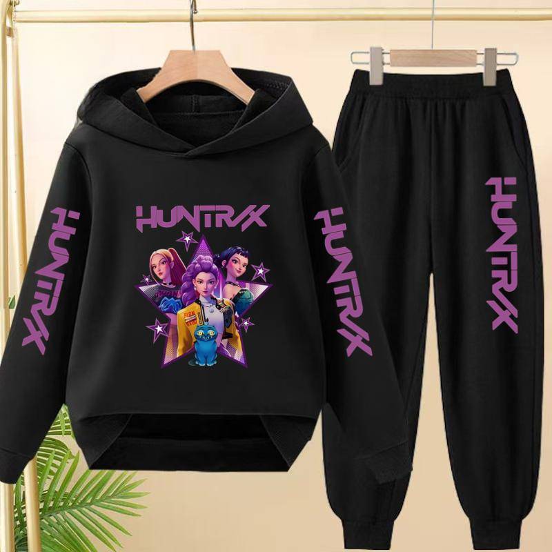 Kinderhübsches Mädchen Anime Dämonenjäger Jungen Mädchen Kleinkind Sport Oberteil+Hose Zweiteiliges Hoodie-Set 160 von Joom DACH