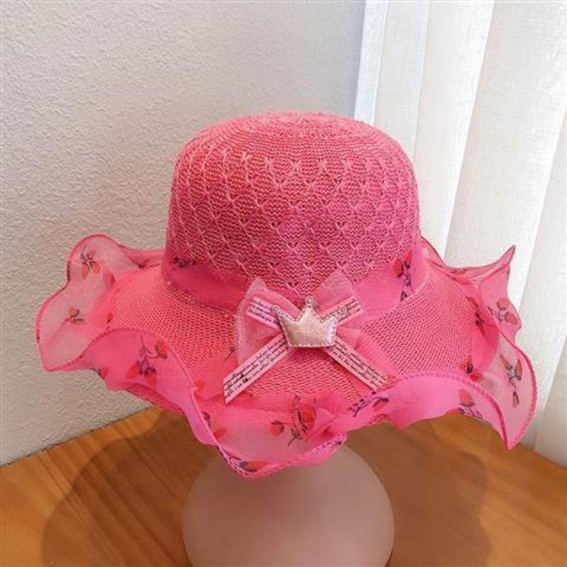 Kinderhut Damen Sommer Sonnenschutz und Sonnenschirm Hut Prinzessin Strandhut Sommer Reise Dünnes Design Süßes Mädchen One Size von Joom DACH