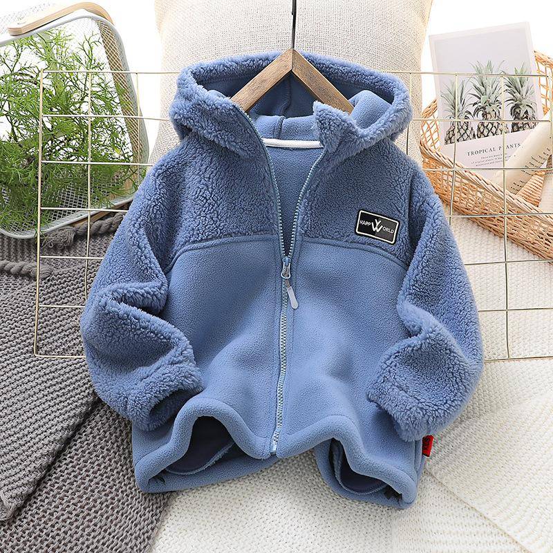 Kinderjacke Mantel Herbst Winter Warme Fleece-Oberbekleidung Jungen Kleidung Fleece Verdickte Jungenkleidung 4 8 Bis 10 Jahre 110 blau von Joom DACH
