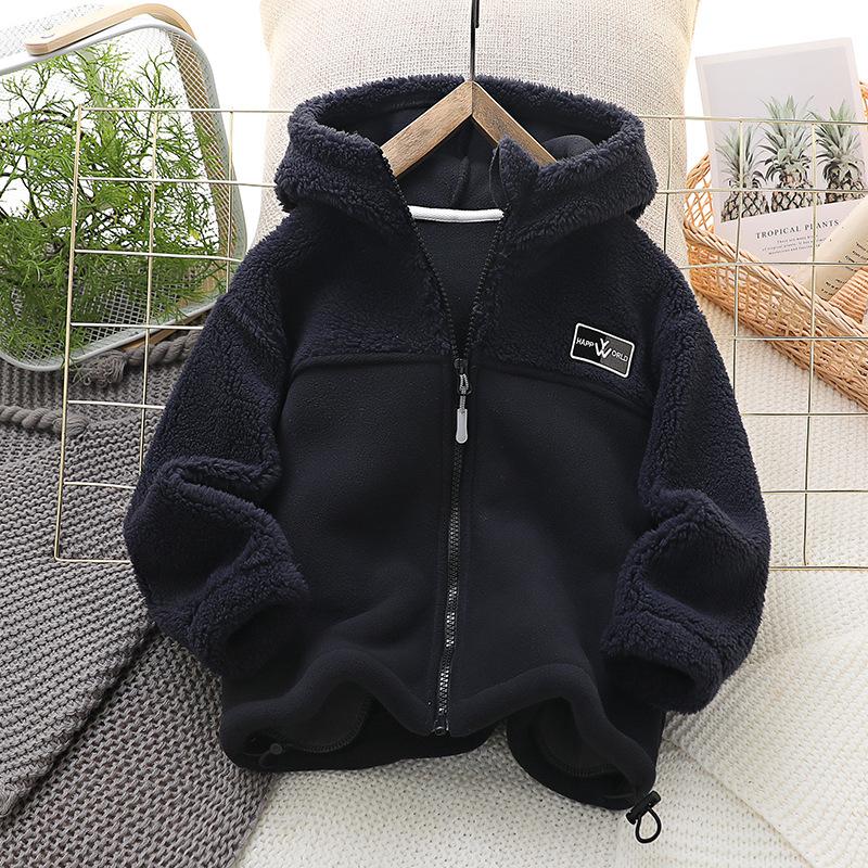 Kinderjacke Mantel Herbst Winter Warme Fleece-Oberbekleidung Jungen Kleidung Fleece Verdickte Jungenkleidung 4 8 Bis 10 Jahre 170 navy blau von Joom DACH
