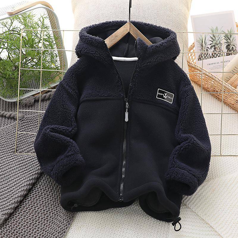 Kinderjacke Mantel Herbst Winter Warme Fleece-Oberbekleidung Jungen Kleidung Fleece Verdickte Jungenkleidung 4 8 Bis 10 Jahre 170 navy blau von Joom DACH