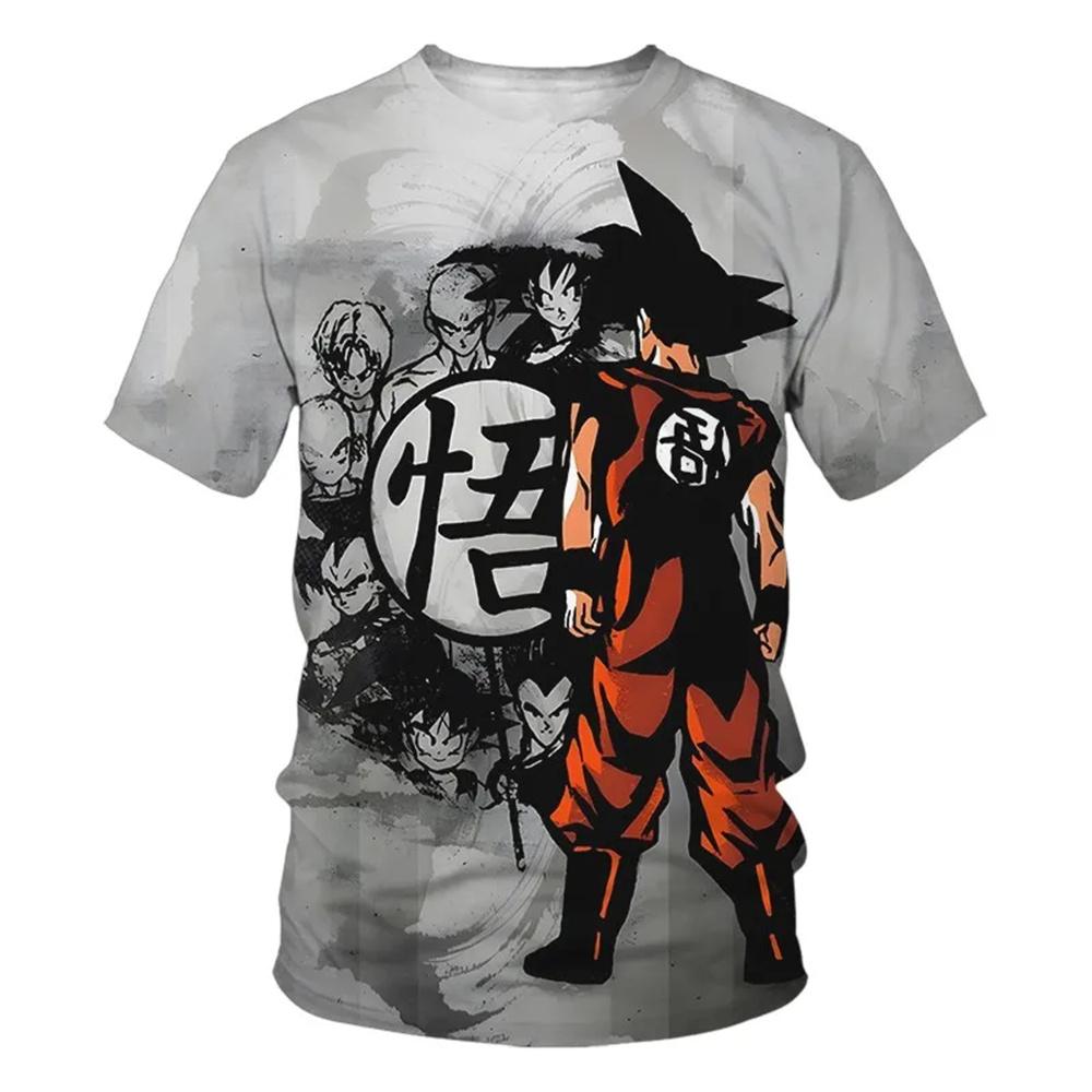 Kinderkleidung Anime Dragon Ball Z T-Shirt Goku Super Saiyajin 3D-Druck Kurzarm Harajuku Männer Tops Tees Jungen Mädchen Kleidung XL von Joom DACH