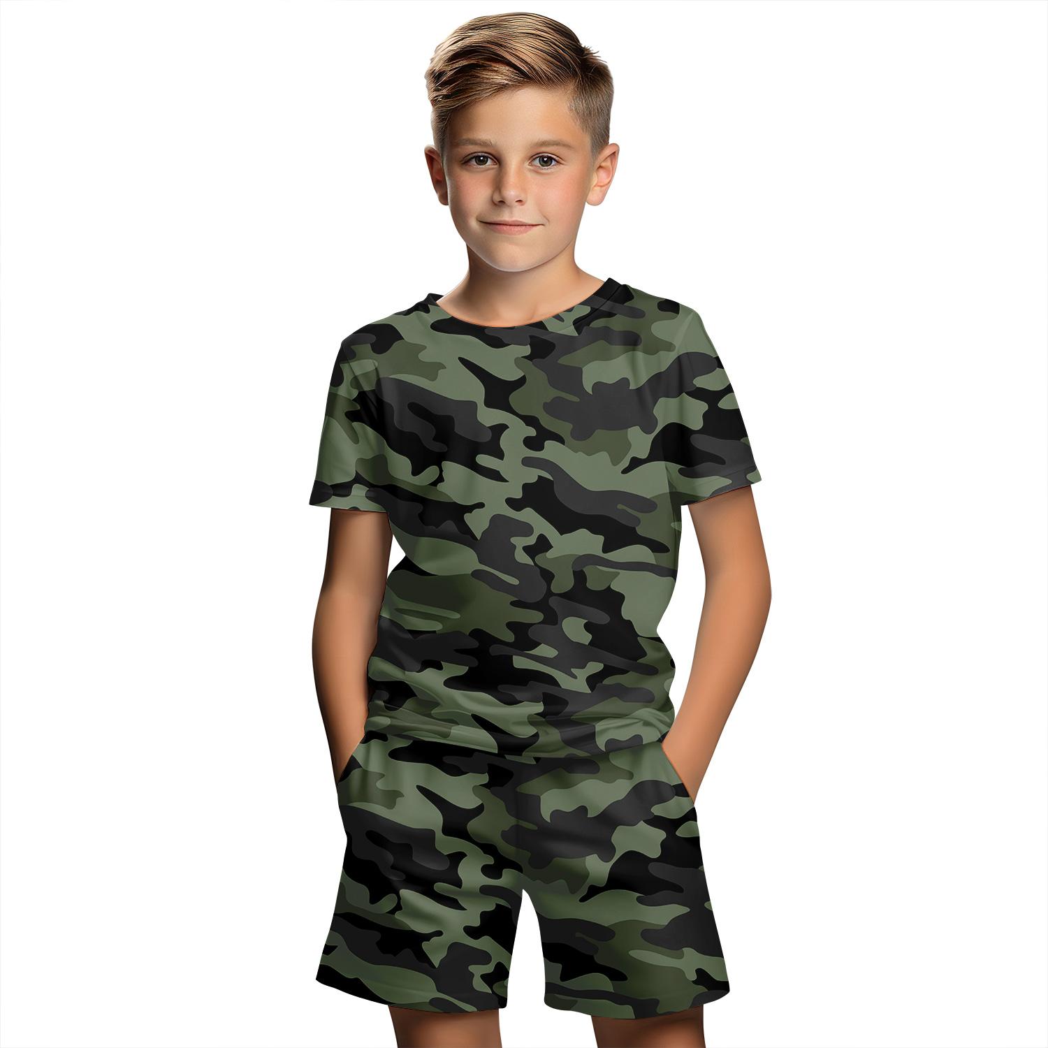 Kinderkleidung Anzug für Jungen 3D Camouflage Print Sommer Kurzarm T-Shirt Set Shorts Jungenkleidung Mädchen Kindersets 150 Kinderkleidung Anzug für Jungen 3D Camouflage Print Sommer Kurzarm T-Shirt Set Shorts Jungenkleidung Mädchen Kindersets 150 von Joom DACH