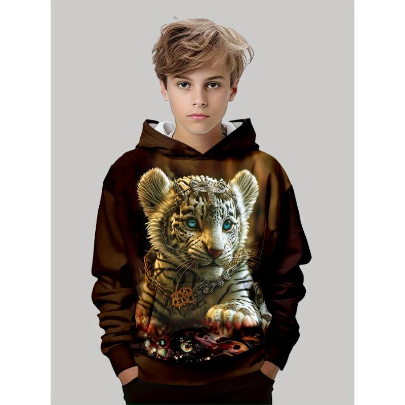 Kinderkleidung Jungen Hoodies Langarm 3D Tigers Print Kinder Frühling Herbst Kleidung Casual Outdoor Stilvolle Junge Mädchen Kleidung Tops 110 von Joom DACH