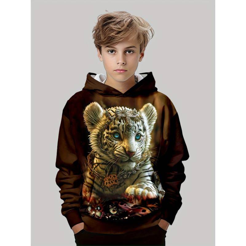 Kinderkleidung Jungen Hoodies Langarm 3D Tigers Print Kinder Frühling Herbst Kleidung Casual Outdoor Stilvolle Junge Mädchen Kleidung Tops 110 von Joom DACH