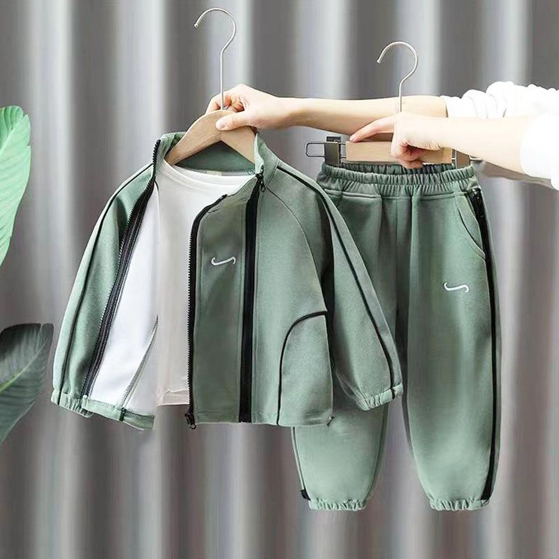 Kinderkleidung Jungen Pullover Anzug Frühling Casual Sportswear Zweiteilige Anzug-Sets 130cm grün von Joom DACH