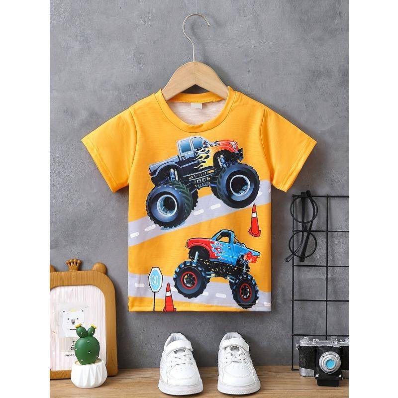 Kinderkleidung Jungen T-Shirt Kurzarm Mädchen T-Shirt 3D Cartoon Truck Print Kinder Sommerkleidung Kinder Jungenkleidung 100 von Joom DACH