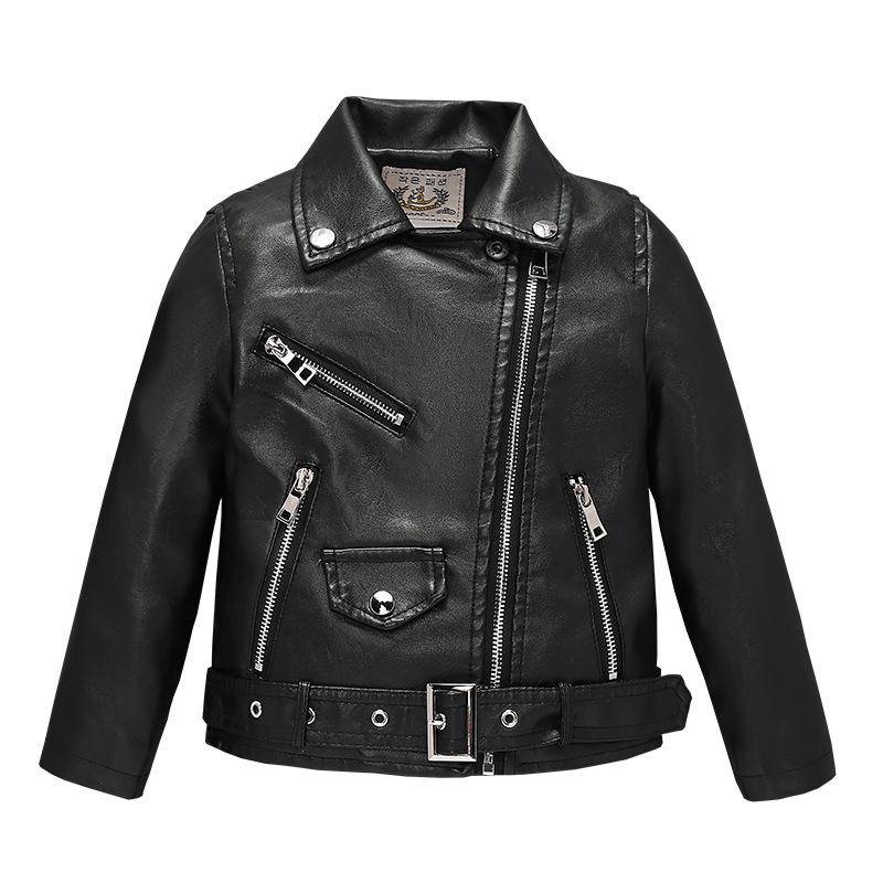 Kinderkleidung Jungen und Mädchen Frühling Herbst Umlegekragen Lederjacke Kinder Motorrad Jacke im koreanischen Stil 120 schwarz von Joom DACH