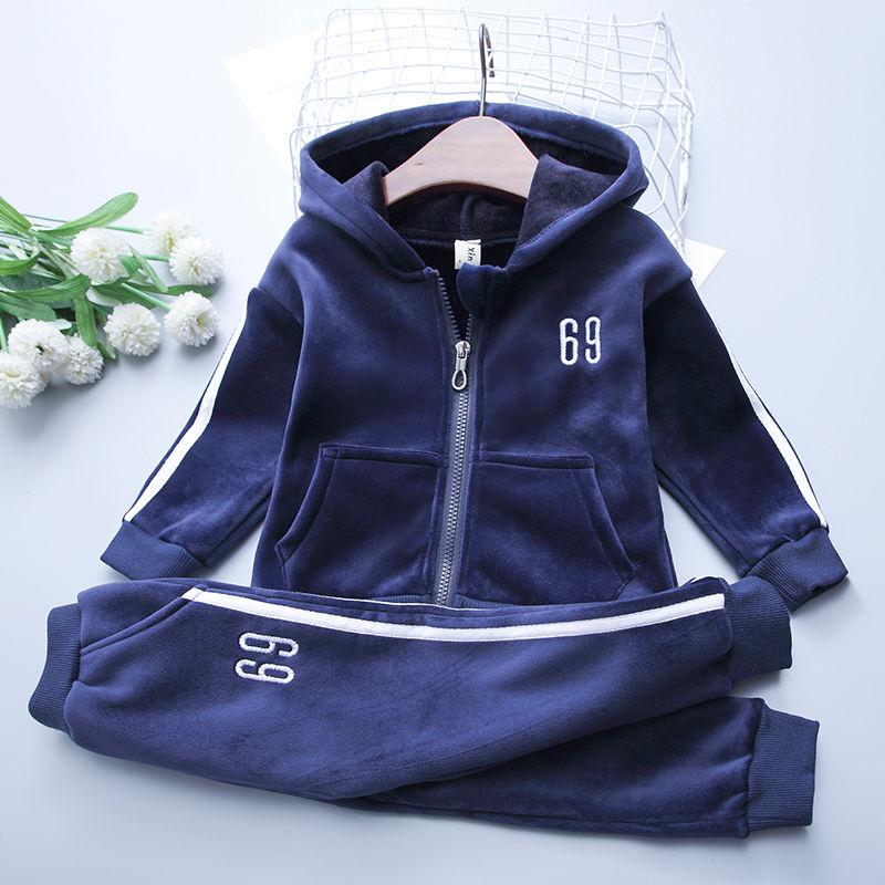 Kinderkleidung Mädchen Herbstkleidung 2021 Kinder Gold Samt Sportanzug Baby Pullover Zweiteiliger Anzug 80 blau von Joom DACH