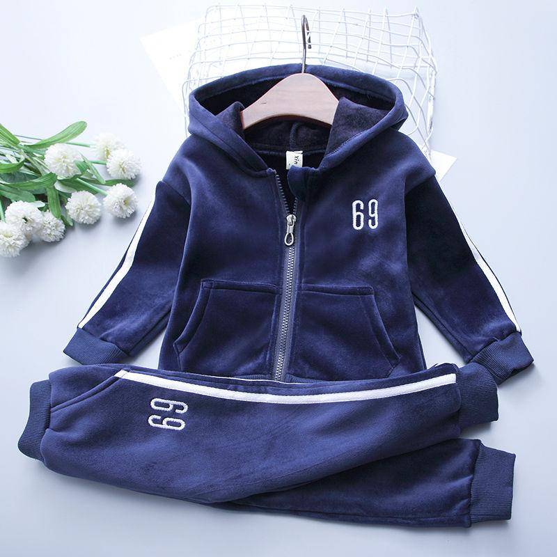 Kinderkleidung Mädchen Herbstkleidung 2021 Kinder Gold Samt Sportanzug Baby Pullover Zweiteiliger Anzug 80 blau von Joom DACH
