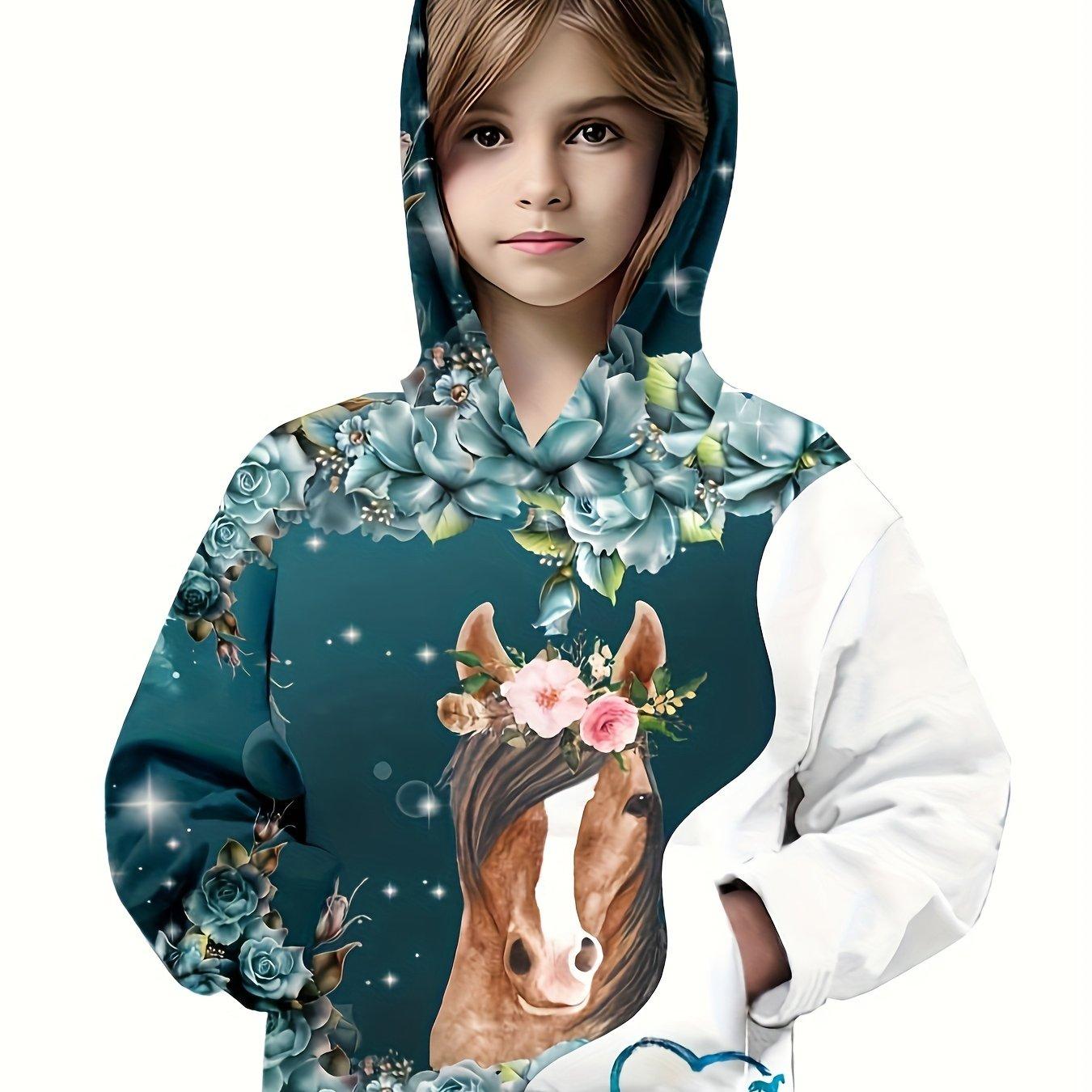 Kinderkleidung Mädchen Hoodies Langarm 3D Niedlichen Pferd Druck Kinder Frühling Herbst Kleidung Beiläufige Stilvolle Mädchen Kleidung Outdoor Tops 120 von Joom DACH