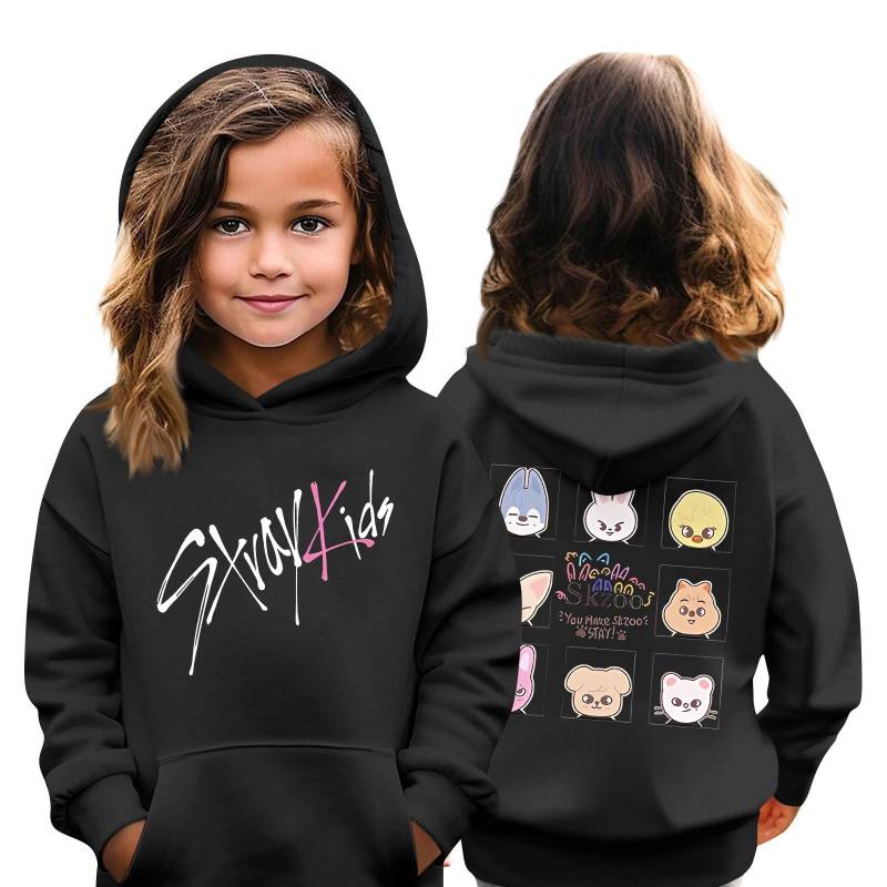 Kindermode Casual Top Stray Kids Korean Combo Printed Pullover Sweatshirt 100 schwarz von Joom DACH