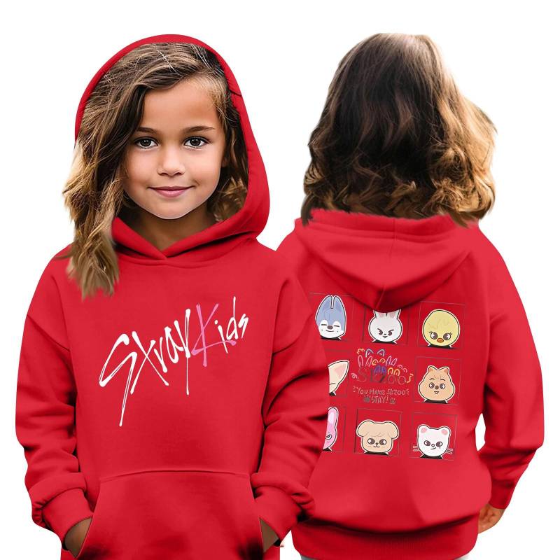 Kindermode Casual Top Stray Kids Korean Combo Printed Pullover Sweatshirt 150 rot von Joom DACH