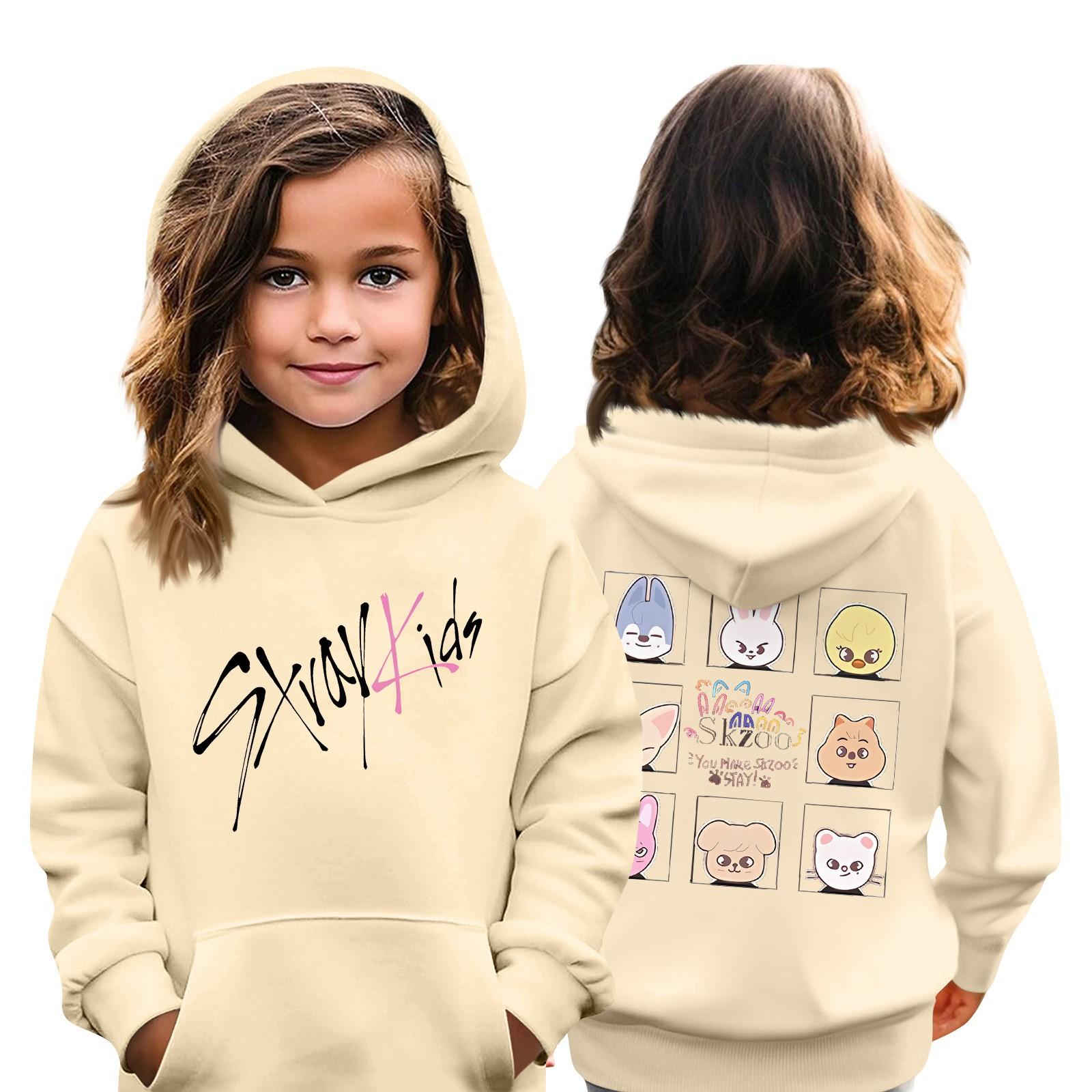 Kindermode Casual Top Stray Kids Korean Combo Printed Pullover Sweatshirt 150 beige von Joom DACH