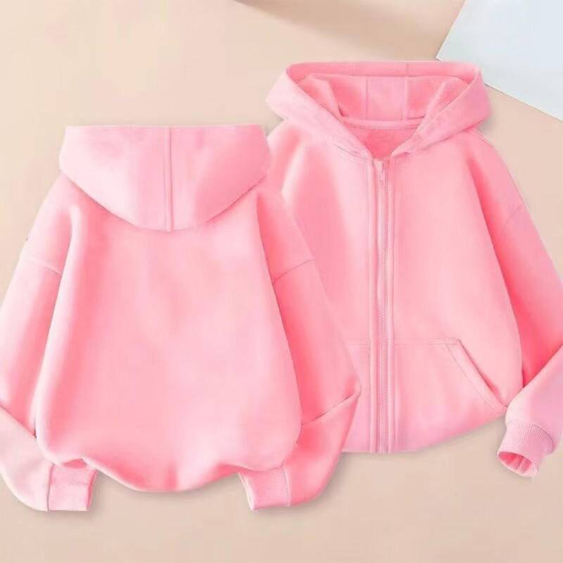 Kindermode Einfarbig Langarm Freizeitjacke Reißverschluss Kapuzenpullover Sweatshirt Jacke 150 rosa von Joom DACH