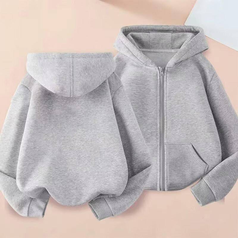 Kindermode Einfarbig Langarm Freizeitjacke Reißverschluss Kapuzenpullover Sweatshirt Jacke 150 von Joom DACH