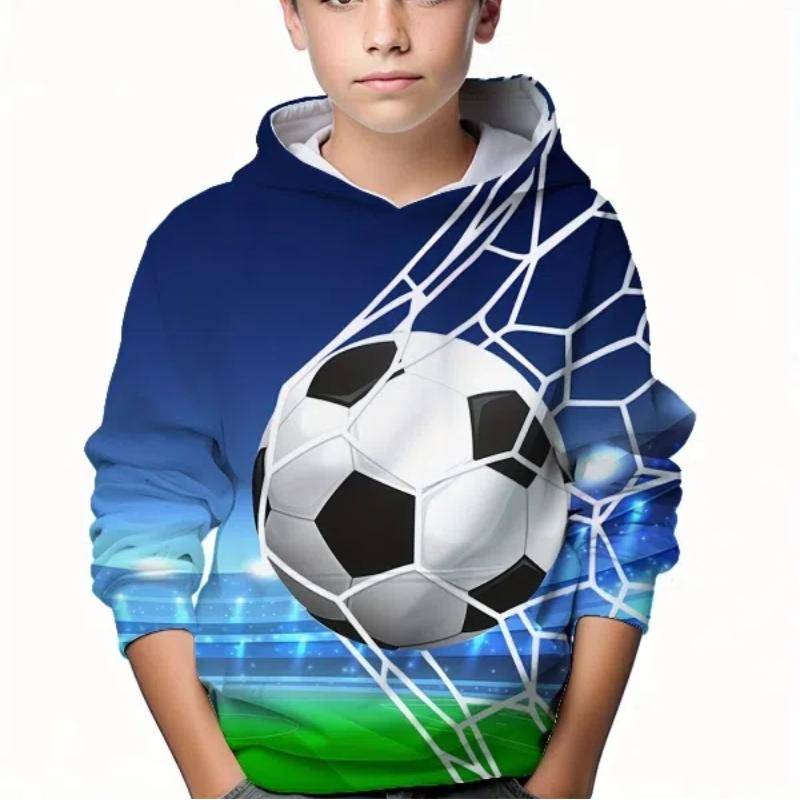 Kindermode Fußball 3D gedruckt Jungen Casual Kapuzenpullover Sweatshirt für Frühling Herbst Kinder Tops Kleidung 120CM von Joom DACH