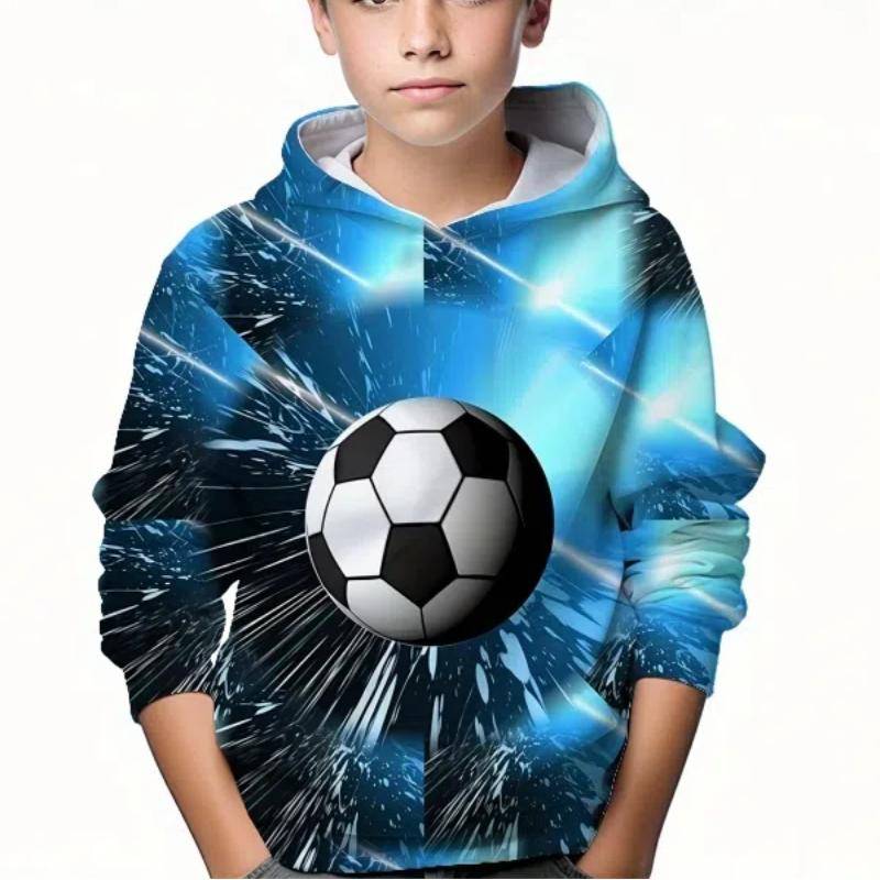Kindermode Fußball 3D gedruckt Jungen Casual Kapuzenpullover Sweatshirt für Frühling Herbst Kinder Tops Kleidung 130CM von Joom DACH
