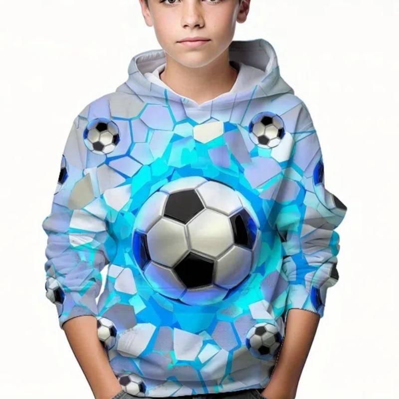 Kindermode Fußball 3D gedruckt Jungen Casual Kapuzenpullover Sweatshirt für Frühling Herbst Kinder Tops Kleidung 140CM von Joom DACH
