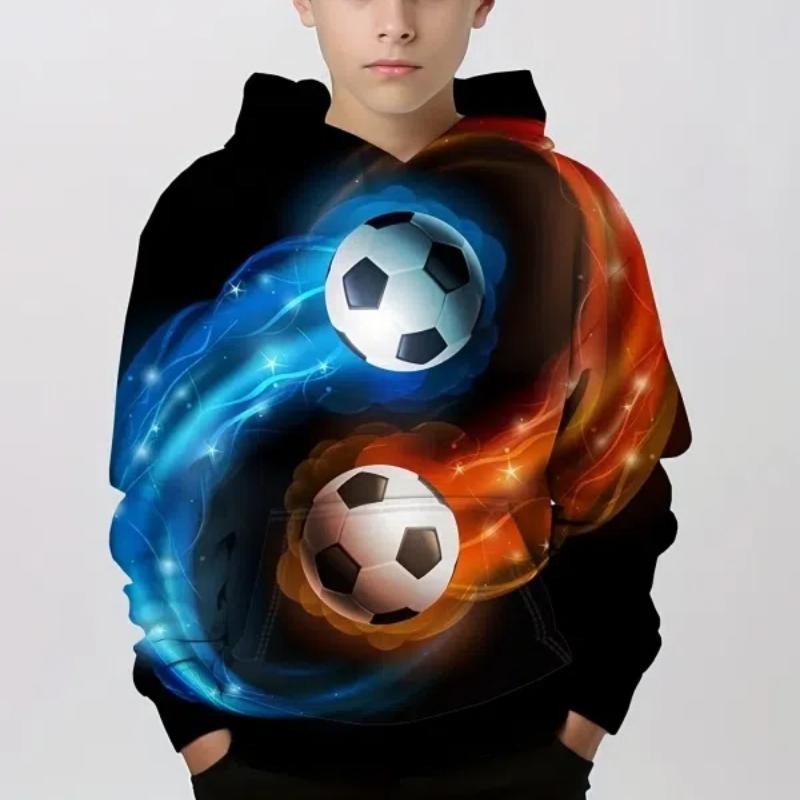 Kindermode Fußball 3D gedruckt Jungen Casual Kapuzenpullover Sweatshirt für Frühling Herbst Kinder Tops Kleidung 140CM von Joom DACH