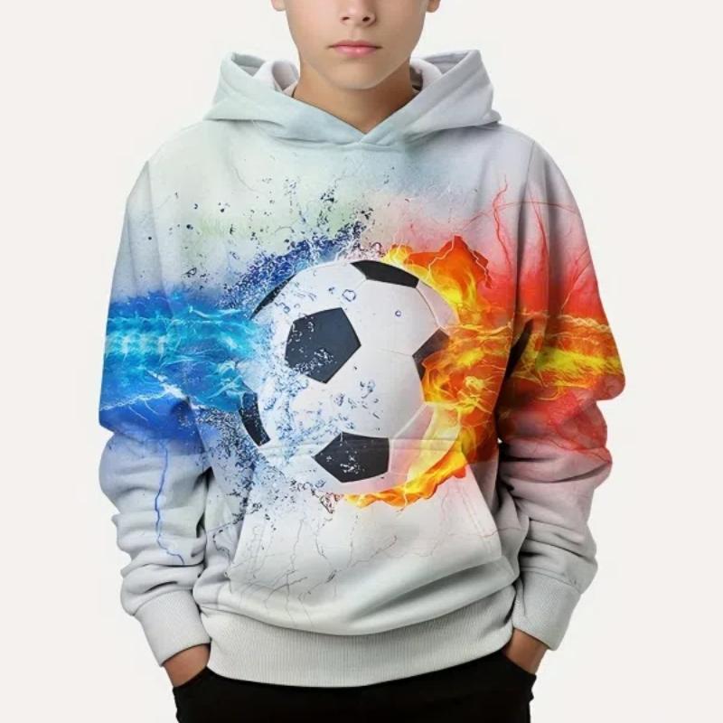 Kindermode Fußball 3D gedruckt Jungen Casual Kapuzenpullover Sweatshirt für Frühling Herbst Kinder Tops Kleidung 160CM von Joom DACH