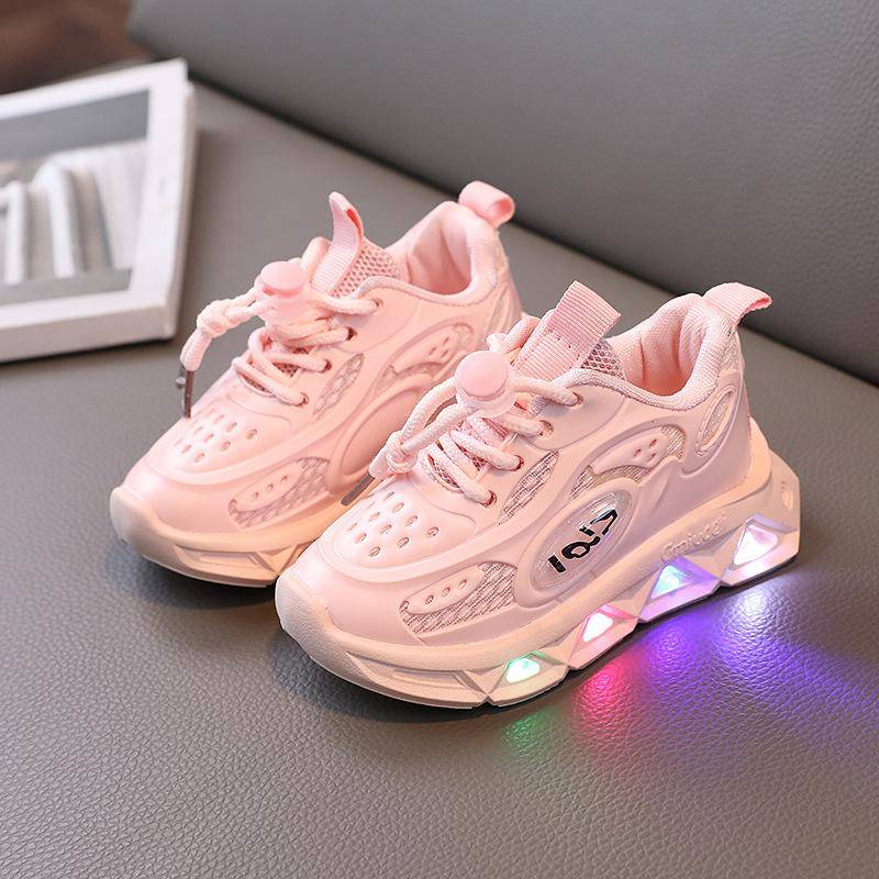 Kindermode Sportschuhe mit Licht Kleinkind Schuhe Frühling Herbst Mädchen Jungen Atmungsaktive Freizeitschuhe mit Licht 23 rosa von Joom DACH