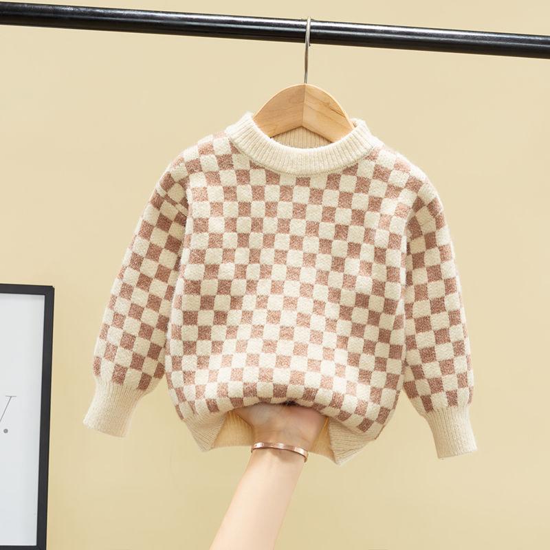 Kinderpullover Strickpullover Kinder Slim Fit Basis-Pullover Rundhals Pullover 80 braun von Joom DACH