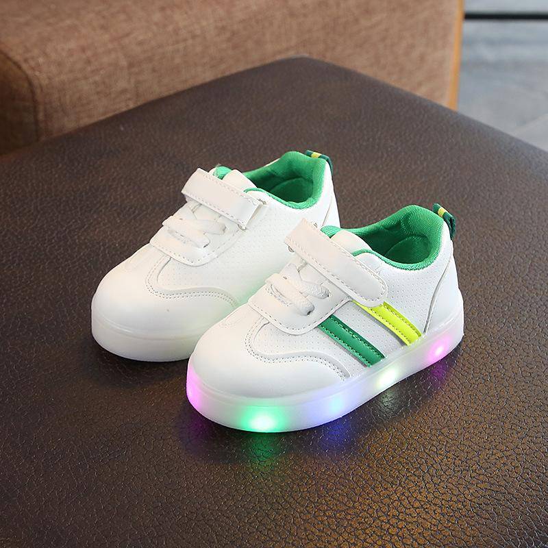Kinderschuhe Kleinkind Kinder Kinder Baby Gestreifte Schuhe LED leuchten leuchtende Turnschuhe 24 grün von Joom DACH