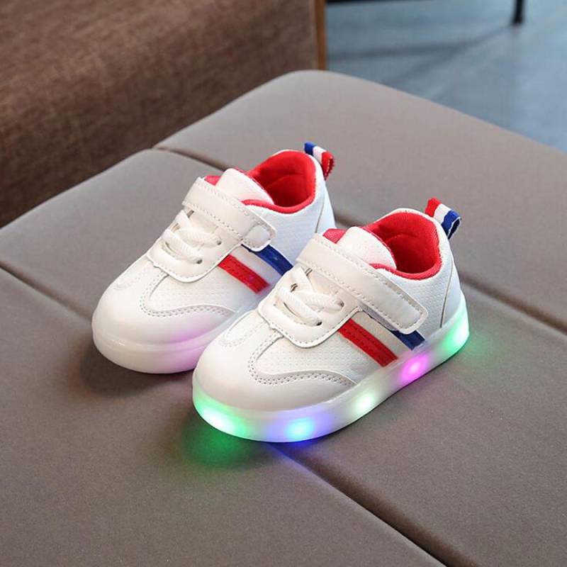 Kinderschuhe Kleinkind Kinder Kinder Baby Gestreifte Schuhe LED leuchten leuchtende Turnschuhe 27 rot von Joom DACH