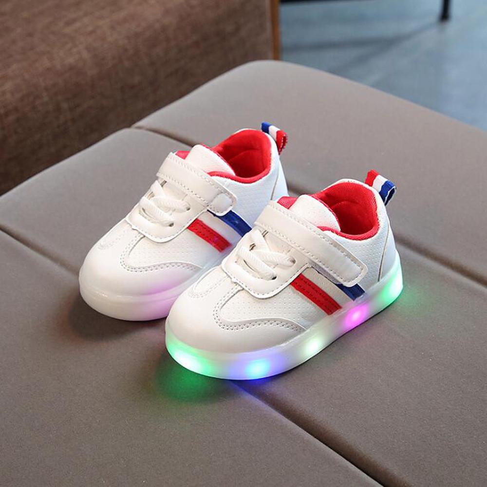 Kinderschuhe Kleinkind Kinder Kinder Baby Gestreifte Schuhe LED leuchten leuchtende Turnschuhe 28 rot von Joom DACH