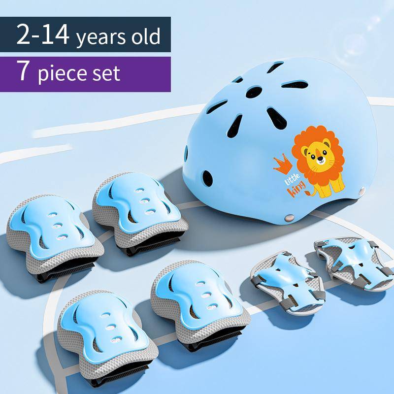 Kinderschutzausrüstung Helm Ellbogen- und Knieschützer für Mädchen im Alter von 3 4 5 6 7 8 9 10 11 12 Jahren. Geeignet zum Rollschuhlaufen und Skifahren. 2-14 year blau von Joom DACH