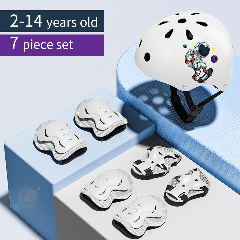 Kinderschutzausrüstung Helm Ellbogen- und Knieschützer für Mädchen im Alter von 3 4 5 6 7 8 9 10 11 12 Jahren. Geeignet zum Rollschuhlaufen und Skifahren. 2-14 year weiß von Joom DACH