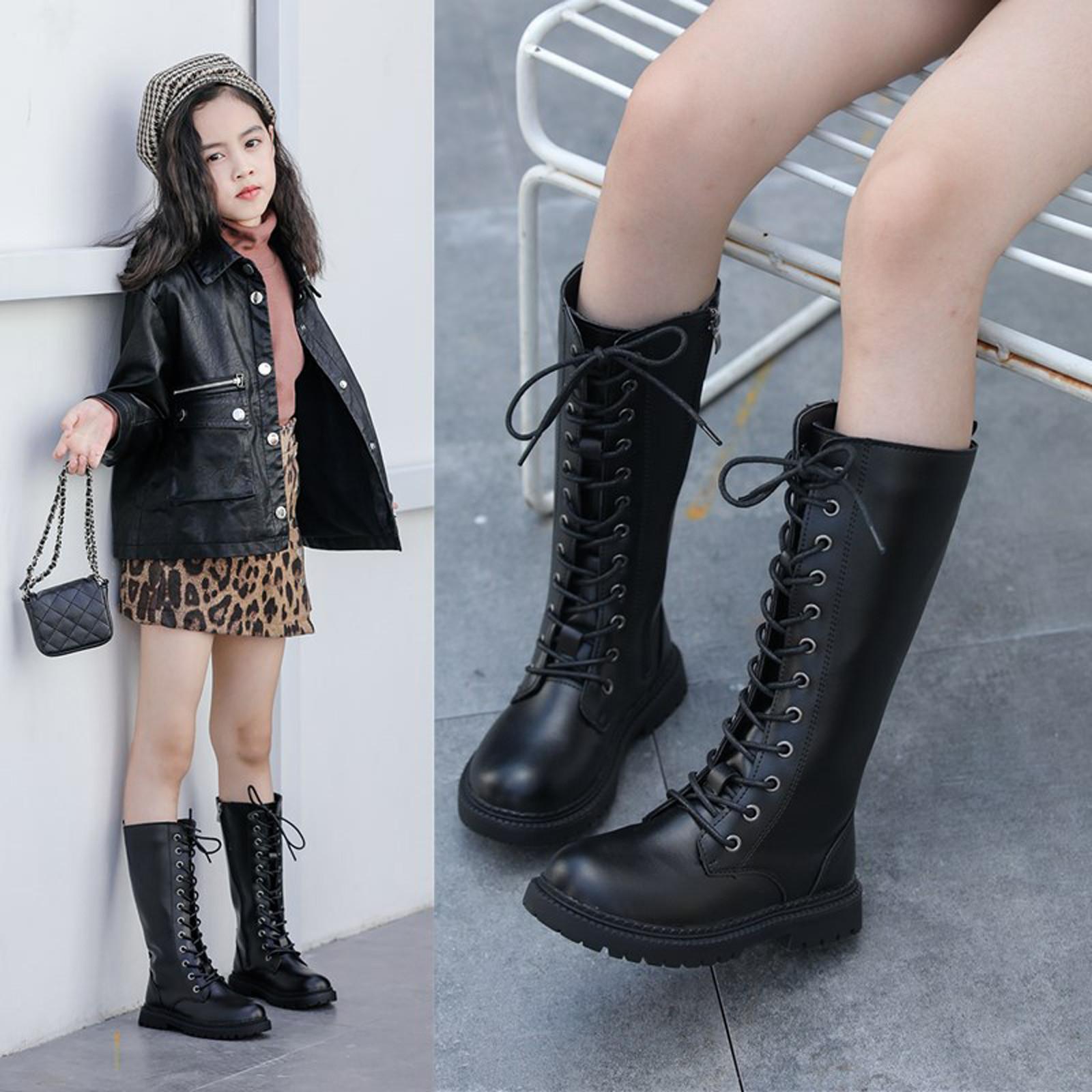 Kinderstiefel für Jungen und Mädchen, Winter, warm, für Babys, Kleinkinder, Kleinkinder, Retro-Schuhe, lange Stiefeletten 34 schwarz von Joom DACH