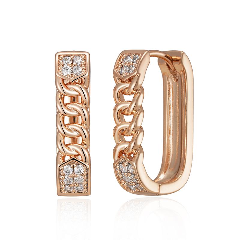 Kinel Rose Gold Farbe Chunky Kette Quadratische Ohrringe Für Frauen Voll Gepflastert Glänzenden Zirkon Braut Hochzeit Schmuck rose gold von Joom DACH