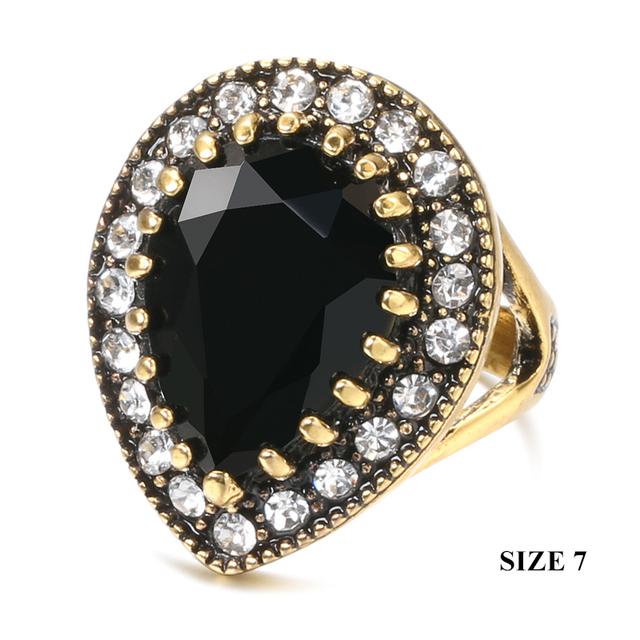 Kinel Verkauf Vintage Eheringe Antikgold Großer Wassertropfen Fingerringe Für Frauen Boho Ethnisch Verlobungsschmuck adjustable opening von Joom DACH