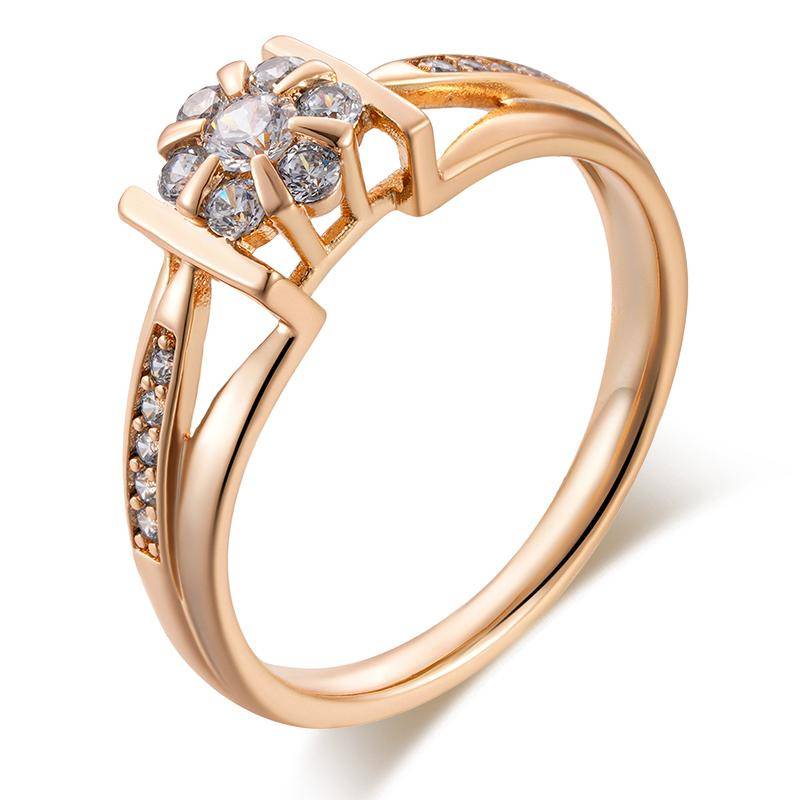 Kinel Weißer Zirkon-Ring in Blumenform für Frauen, schlichtes Design, Braut-Ehering, edler Schmuck 8 rose gold von Joom DACH