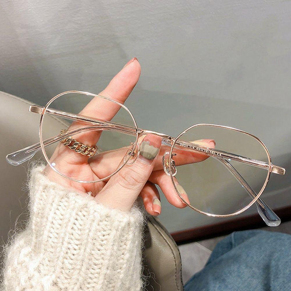 Klare Brille Damen Polygonaler Metallrahmen Brillen 0 Flacher Spiegel Mädchen Brillen Anti Blaulicht Brille Mode Brillen rose gold von Joom DACH