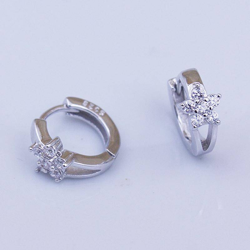 Klare Zirkonia Blume 925 Sterling Silber Kleine Runde Schleife Huggies Hoop Ohrringe Für Kinder Baby Mädchen Kinder Schmuck Aros von Joom DACH
