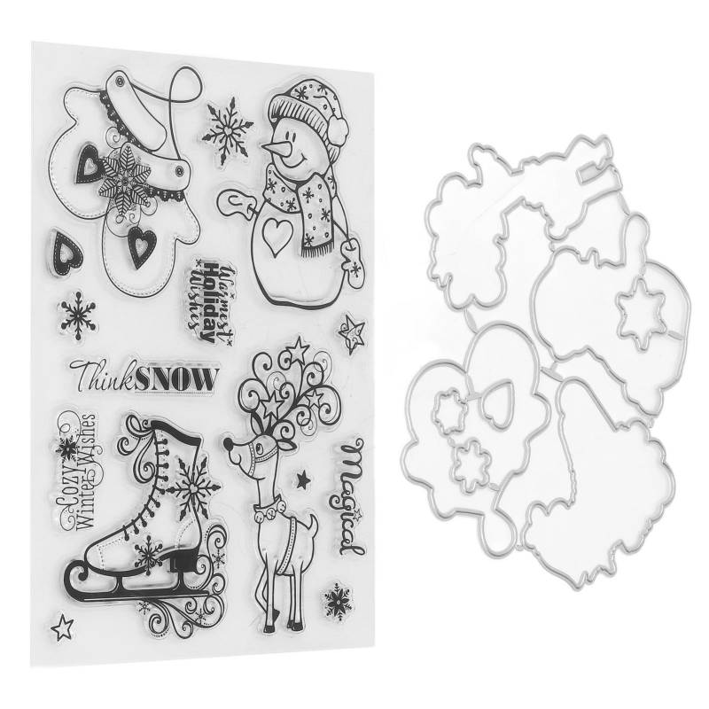 Klarstempel-Set Weihnachtsmuster Kartenherstellung Transparenter Stempel Prägung Stanzformen-Set für DIY von Joom DACH