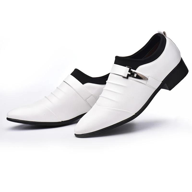 Klassische Business Casual Herren formelle Hochzeitsschuhe Herren Abendschuhe Schwarze Lederschuhe, Männer Übergröße spitze Zehenpartie 43 weiß von Joom DACH