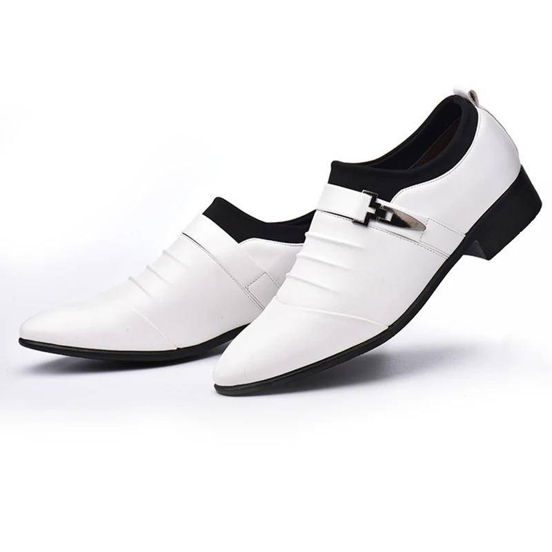 Klassische Business Casual Herren formelle Hochzeitsschuhe Herren Abendschuhe Schwarze Lederschuhe, Männer Übergröße spitze Zehenpartie 43 weiß von Joom DACH