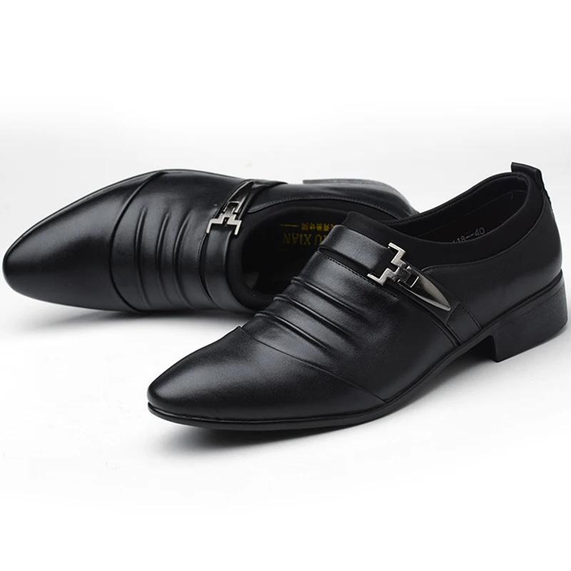 Klassische Business Casual Herren formelle Hochzeitsschuhe Herren Abendschuhe Schwarze Lederschuhe, Männer Übergröße spitze Zehenpartie 44 schwarz von Joom DACH